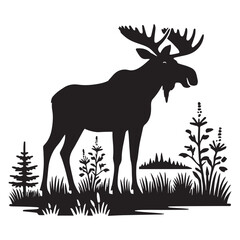 Longhorn Moose Graphic for Mountain Wildlife and Funny Clipart

