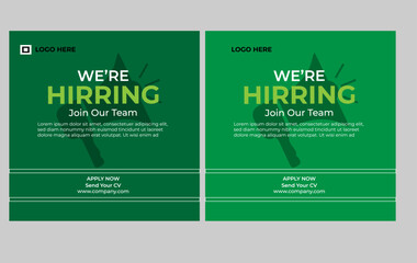 We are hiring job vacancy social media post or Social Media Square Banner design template, We are hiring job vacancy square web banner design vector .