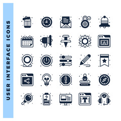 25 User Interface Lineal Fill icon pack. vector illustration.