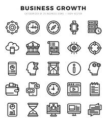 Vector icons set of Business Growth. Lineal style Icons.
