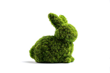 Green Decorative Topiary Bunny Rabbit Isolated On White