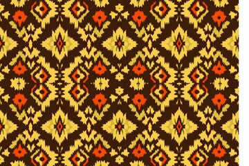 Seamless Colorful Ikat Pattern &ndash; Traditional Ethnic Textile for Fabric, Print, or Wallpaper