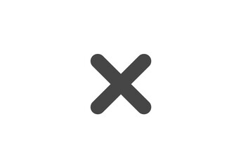 Obraz premium A gray multiplication symbol X shape is centered on a white background The symbols lines are thick and rounded