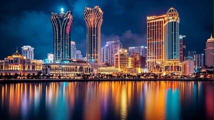 Futuristic Urban Skyline with Neon Lights and River View

 - Powered by Adobe