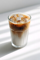 Glass of Cold Iced Coffee Drink Isolated On white
