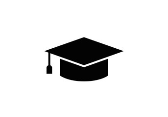 Black graduation cap with a square top short tassel and rounded base