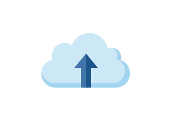 Blue cloud with an upwards arrow
