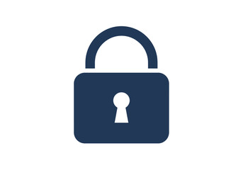 Navyblue padlock with keyhole against a white background