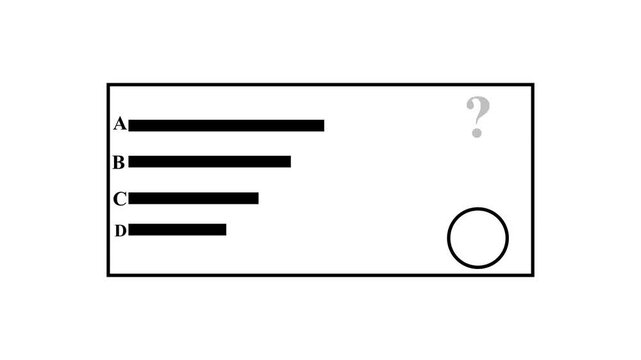 Animated quiz challenge template, question template animation with background. test and quiz concept, quiz game. option selection on black background - Powered by Adobe