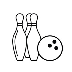 bowling pins and ball icon over white background, line style, vector illustration