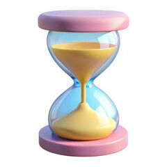 3d render of a pastel hourglass isolated on transparent background