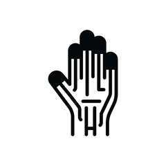 Black solid  icon for finger geometry recognition