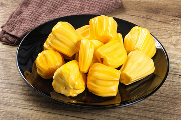 Raw ripe yellow jackfruit segment