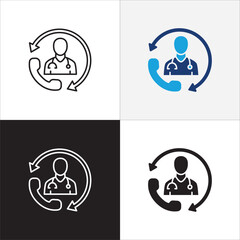  Doctor icon. Doctor consultation digital apps icon. Healthcare contact symbol. Icon symbol compatible for health service, hospital, clinic and medical. Vector illustration.