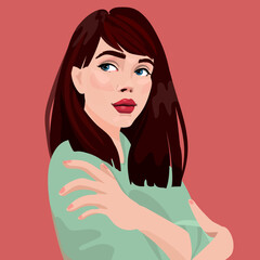 young beautiful girl with bright spring makeup. fashionable modern hairstyle. beautiful face of a woman. Avatar for social media. 