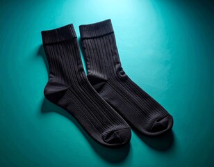 Dynamic Black Ankle Socks with Ribbed Texture on a Vibrant Background