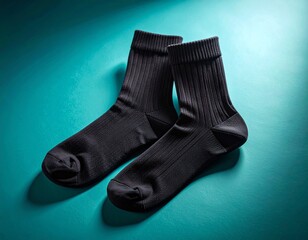 Modern Black Ankle Socks with Textured Finish Against a Soft Background