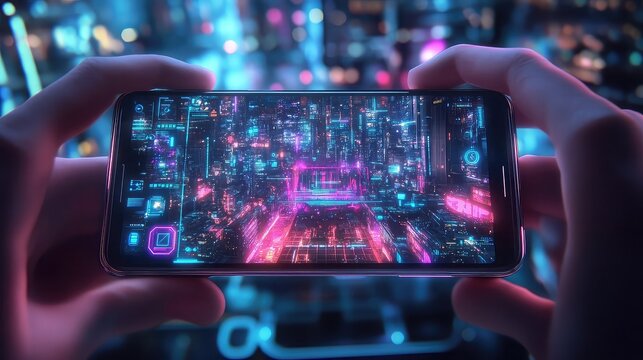 Mobile Gaming Photography visual concept showcasing mobile gaming, tech, gaming devices, user experience, entertainment