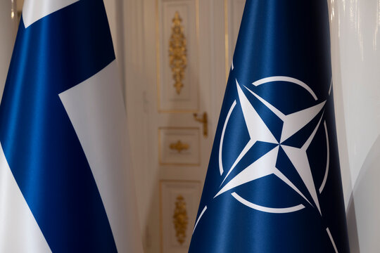 Nato Flag together with Finnish flag