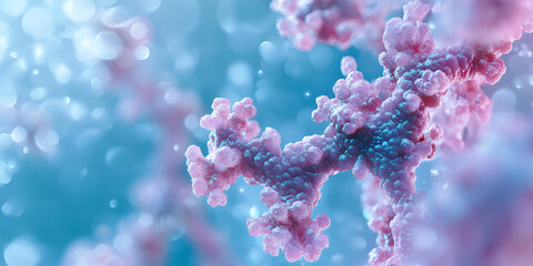 Close-Up of Molecular Structure with Vibrant Colors, Scientific Molecular Structures in Colorful Design, DNA or Molecular Visualization in Science

