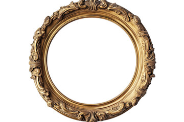 Stunning antique circle frame in gold featuring intricate detailing, perfect for vintage decor, wall art, or showcasing cherished memories in elegant fashion