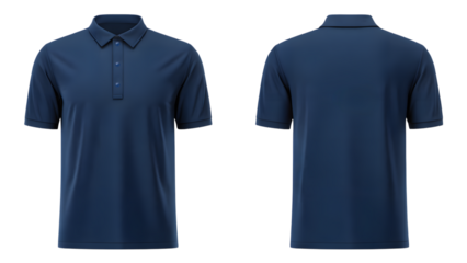 Navy blue polo shirt mockup front and Transparent view