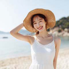 아름다운 여성, 여름 휴가와 라이프스타일

