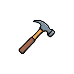Cartoon illustration of a classic claw hammer on a white background for construction carpentry and diy projects