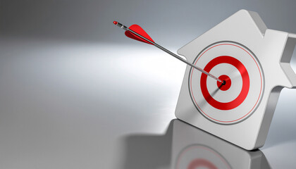 Arrow Hitting Target on House Shaped Board