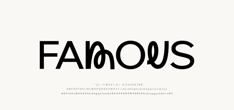 Fototapeta Beauty Luxury font alphabet logo. Experimental Sans Font, Minimal modern alphabet fonts. Typography minimalist urban digital fashion future creative logo font. decorative wedding vintage logos