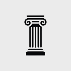 Elegant black and white icon depicting an ancient greek ionic column architectural element ideal for design and branding projects.