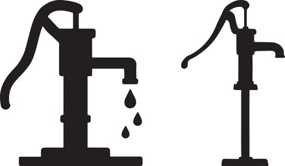 Handpump tube well icon, symbol set silhouette design vector illustration