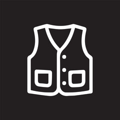 Stylish white vest with pockets outlined against a black backdrop