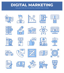 Collection of 25 Digital Marketing Icons. A Visual Guide to Business Growth