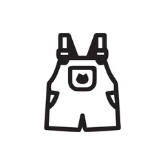 Adorable Baby Overalls Graphic Simple Charm in Black and White Design