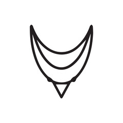 Abstract geometric shape with curved lines and a triangle at the bottom