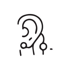 Ear with Earrings Line Art Minimalist Simple Jewelry Fashion Icon
