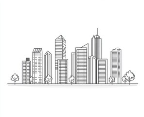 Simple line drawing of a city skyline (1)