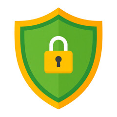 Security shield clipart icon with padlock isolated on transparent background