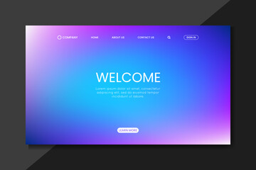 Fototapeta premium Gradient Blue Purple Landing Page – Modern Website Homepage UI Design