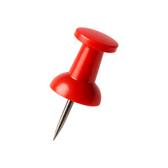 Red push pin isolated on transparent background