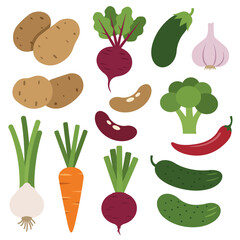 A colorful assortment of fresh vegetables, isolated on white background