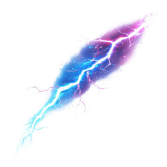 Glowing lightning bolt on transparent background.