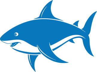 Shark Silhouette Vector Illustration Isolated on White Background