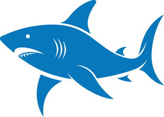 Cartoon Shark Vector Illustration Isolated on White Background