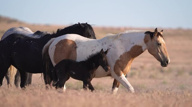Close-up view of wild horses, showing their scars from fighting and being bitten in the Utah desert.