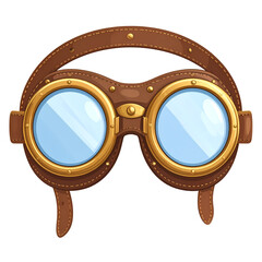 Steampunk style aviator glasses clipart isolated on transparent background. The goggles are set against a pristine backdrop and exude a vintage charm