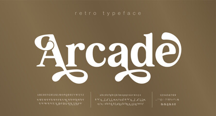 Retro Elegant Luxury Font, Uppercase Lowercase And Number. Classic Lettering Minimal Fashion Designs. Typography modern serif fonts regular decorative vintage concept. vector illustration

