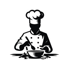 chef cooking vector silhouette clip art logo design illustration