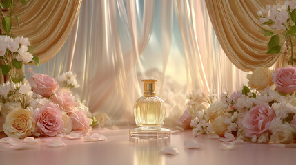 Obraz premium Elegant product mockup for perfume or cream with versatile interior background in home and office scenes